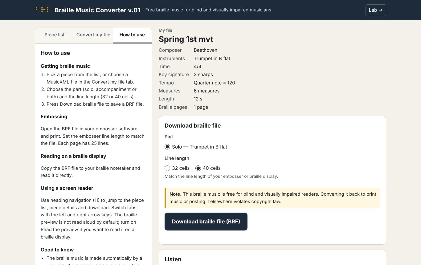 Braille Music Converter v.01 screenshot